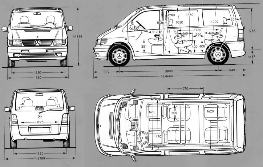 Габаритные размеры Mercedes Vito W638